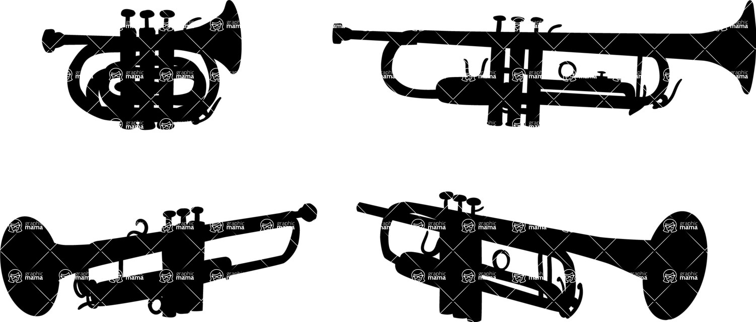 Vector silhouettes - Vector Trumpet Silhouettes Set